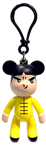 3D kung miniature keyring with big black ears and a red nose.