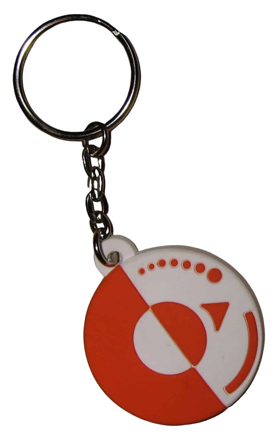 Circular rubber keyrings with 2-colour 2D-logo/