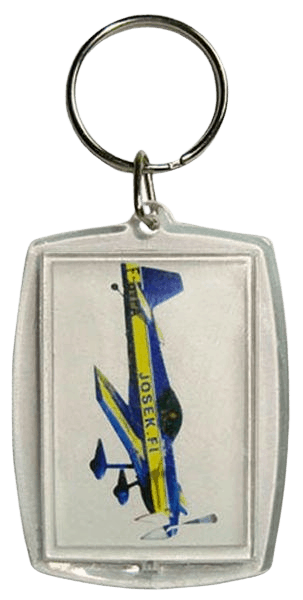 This is a rectangular acrylic keyring with a photo of an aeroplane printed on the paper insert.