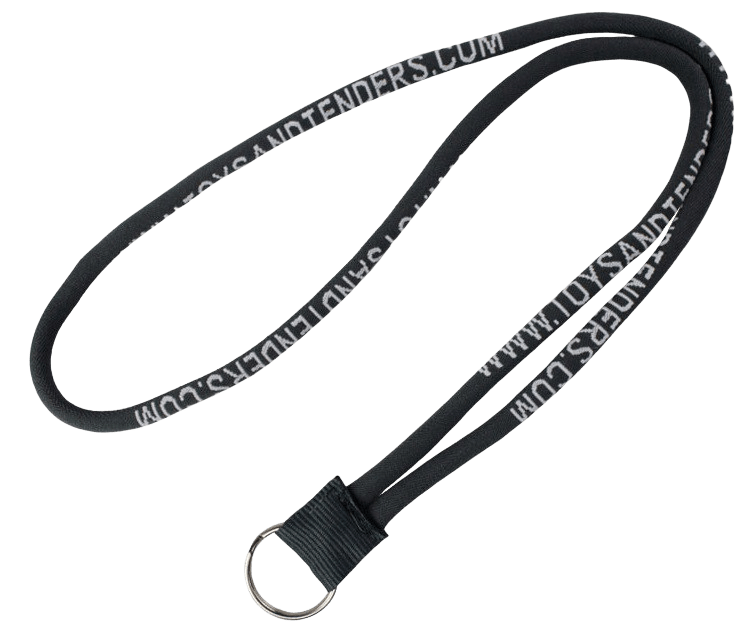 Corded with lanyard 1 colour logo and metal split ring.