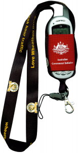randed mobile phone pouch with lanyard for an Australian Government Department.