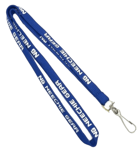 Tube lanyard with 1 colour logo and a metal dog clip attachment.