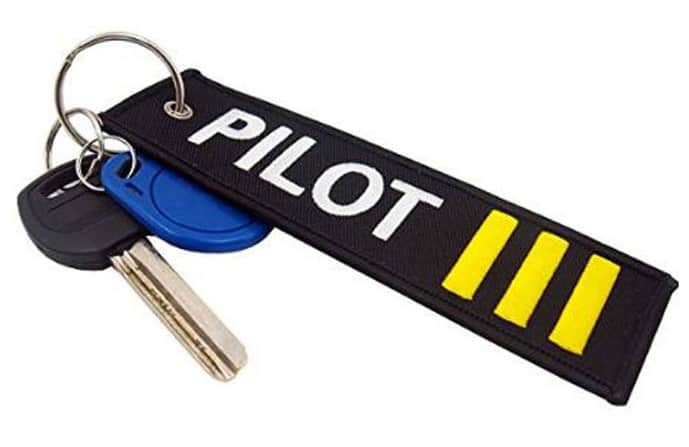 Branded Pilot embroidered keytags with a 2 colour logo embroidered.
