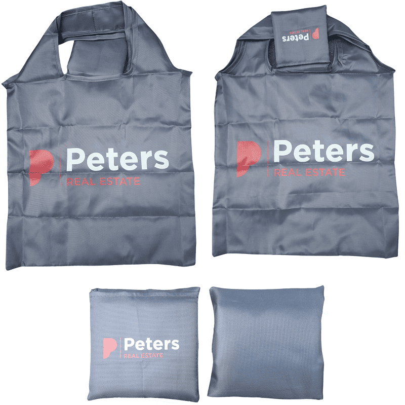 Great custom folding bag with a 2 colour logo for a real estate agency. 