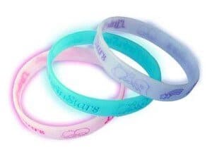 Glow in the Dark Silicone Wristband with recessed and printed lettering.