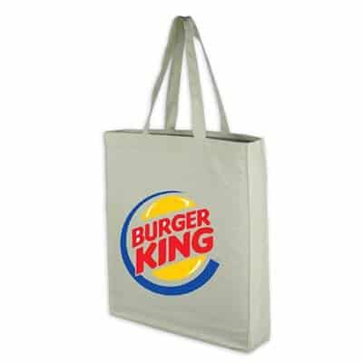 A picture a of custom cotton bag with the Burger King logo printed on it.