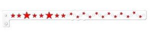 Plastic red star designed one time wristbands. 