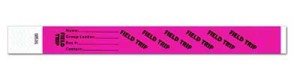 Bright pink field trip disposable wristbands. 