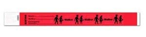 Red disposable childrens wristbands where you can write their name and give out.