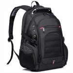 Front view of a business laptop backpack.