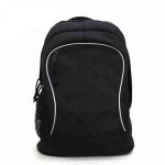 Front view of a black stylish backpack.