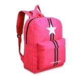 Pick casual polyester backpack showing the front view. This design has black stripes and a white star printed.