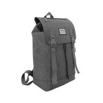 The front view of a grey casual travel backpack.