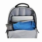 Front open view of durable waterproof laptop backpack.