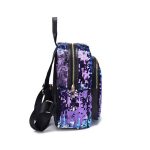 Side view of a lightweight girls glitter sequin backpack for girls.