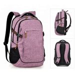 Purple large school laptop backpack showing all views