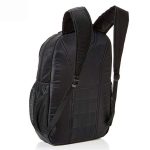 Rear view of a black laptop travel backpack.