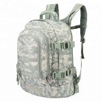 Front side view of a large tactical military style tacticle outdoor backpack.