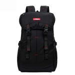 Front view of slick laptop backpack.