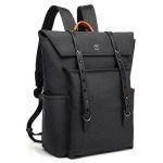 Front view of a black stylish laptop backpack.