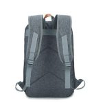 Rear view of a grey sports school backpack.