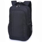 Front view of a black work laptop backpack