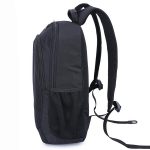 Side view of a black work laptop backpack