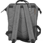 Personalised grey laptop bag. Rear view showing the two shoulder straps.