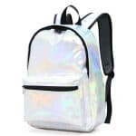 Front view of custom holographic backpack.