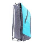 Side view of a durable folding backpack.