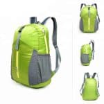 Green foldable outdoor backpack.