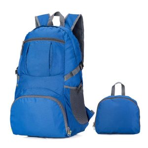 Folded view of a custom lightweight folding backpack.