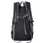 Reat strap view of a custom lightweight folding backpack.