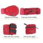 Steps on how to fold a lightweight folding backpack.
