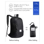 Foldaed example view of a black ultra lightweight collapsible backpack.