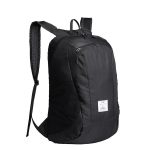Front view of a black ultra lightweight collapsible backpack.