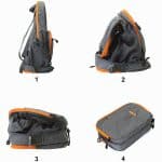Folding steps of a waterproof travel folding backpack.