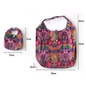 Custom folding bag with a colourful flower pattern.