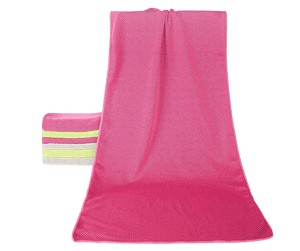 Pink custom sports towel.