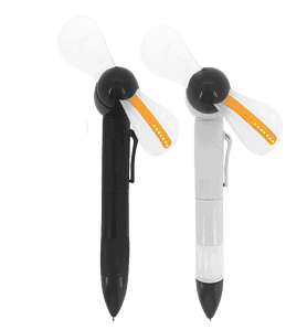 Black and white LED message fans pictured which are turned off.