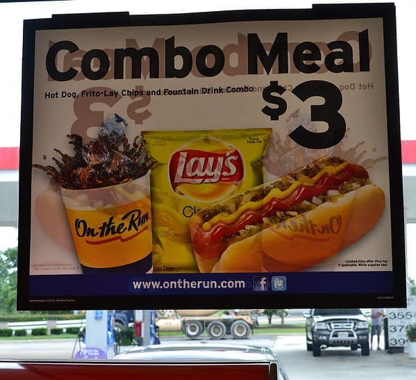 Combo meal advertisement on a digital signage screen.