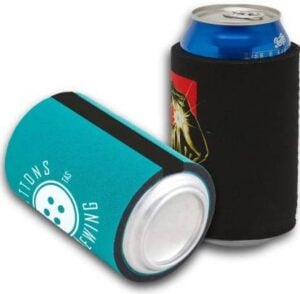 Personalised printed can cooler showcasing a brewery logo. QW Direct offers custom stubby holders for businesses and events across Australia."