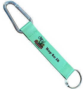 Frogwatch "Hop to it" green keyring lanyard with carabiner clip and split ring from QW Direct.