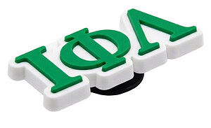 A close-up side profile of a custom 3D PVC shoe charm, highlighting the thick, durable layered construction and high-quality soft rubber finish.